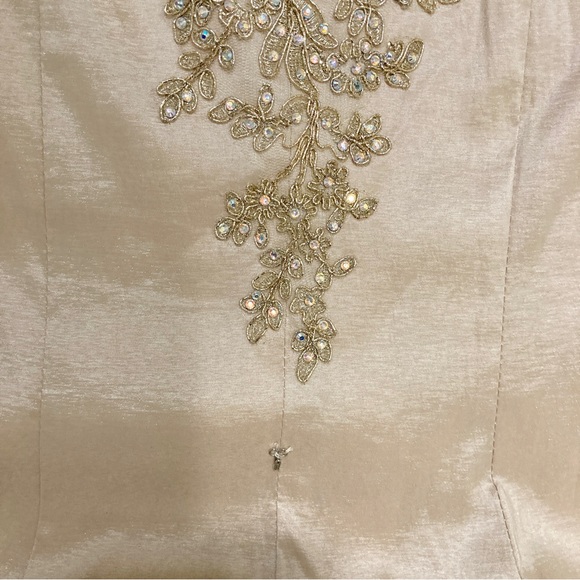 Champagne Sequined Gown Morilee By Madeline Gardner - Size 2 - Picture 14 of 16